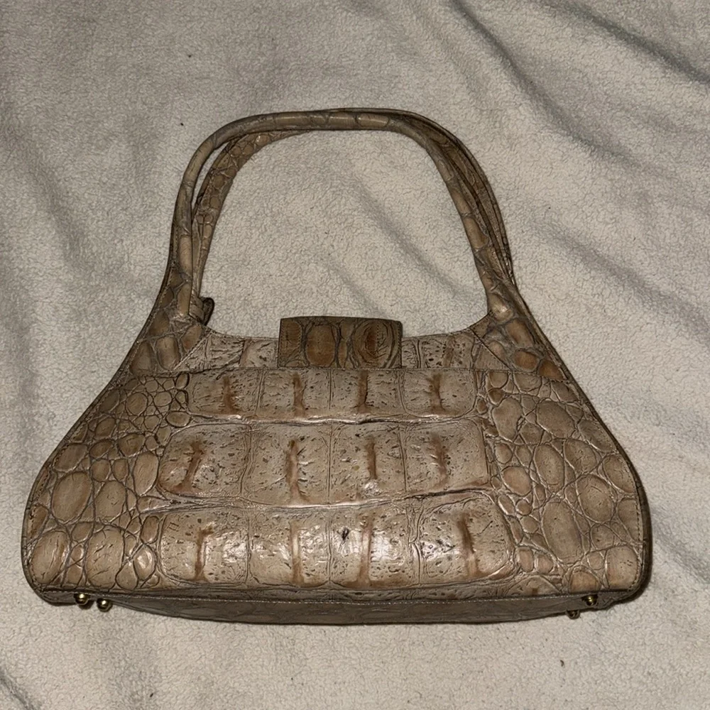 Women’s Brahmin Taupe Turn Lock Shoulder Satchel Bag